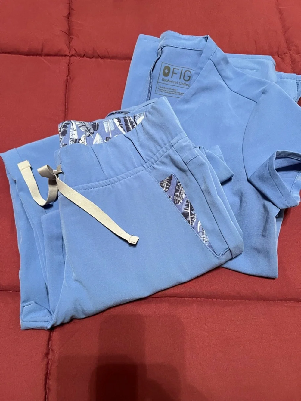 FIGS Scrub Set - Ciel Blue Top and Bottoms - Picture 1 of 7
